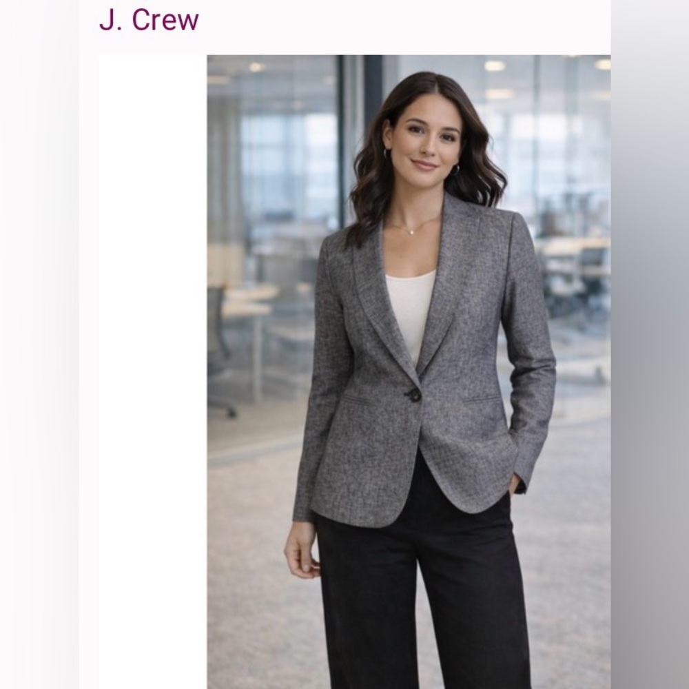 J by J Crew Sz 2 Gray textured Linen Single-Button Tailored Women’s Blazer